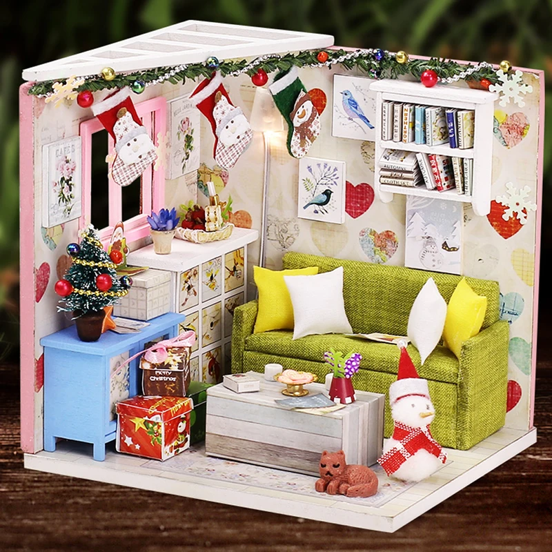 CUTEBEE кукольный дом Миниатюрный DIY кукольный домик с деревянная мебель для дома игрушки для детей рождественские подарки