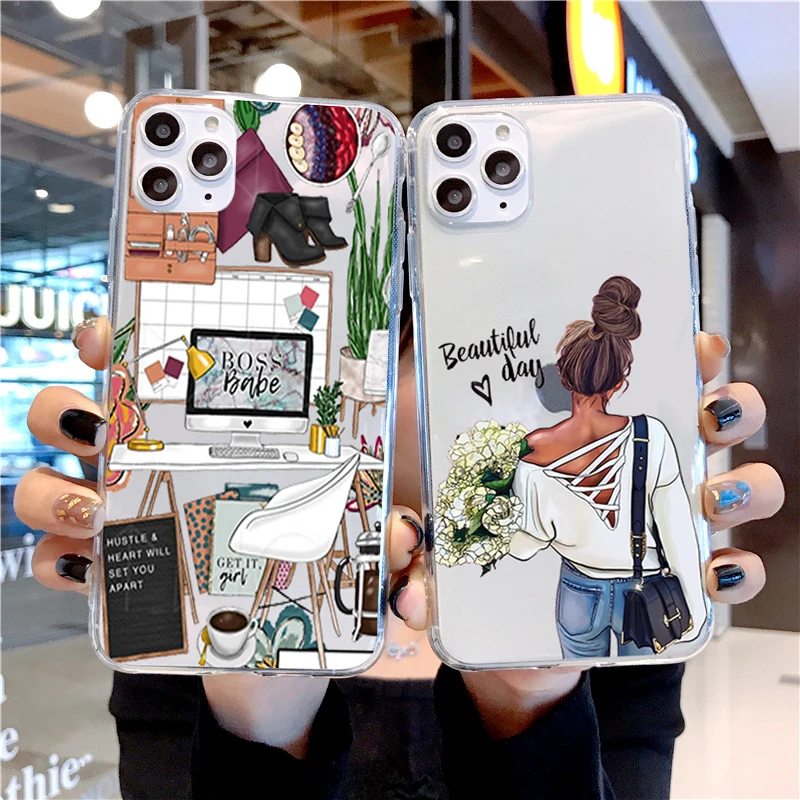 Модный Дорожный мягкий чехол для телефона из ТПУ девушек iPhone 11Pro Max 6 6s 7 8 Plus X Xs Xr