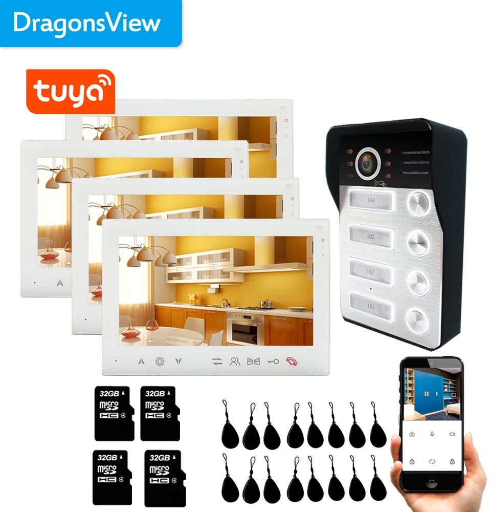 Беспроводная система видеодомофона Dragonsview с Wi-Fi 4 модуля камера для квартир