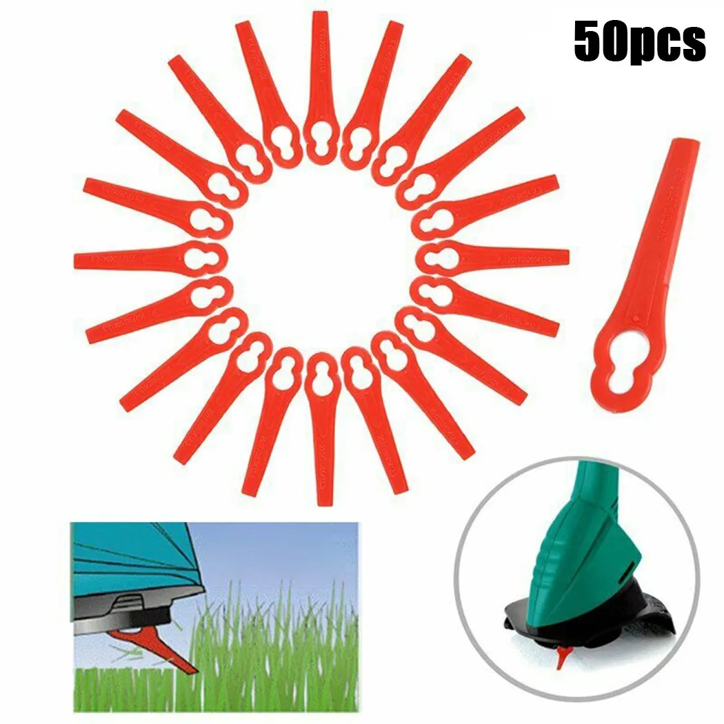 

50x Plastic Blades For Bosch. ART26Li ART26 ART23 Accessories Lawn Mower Trimmer Blade Supplies Easy Trim Grass Cutter Blades
