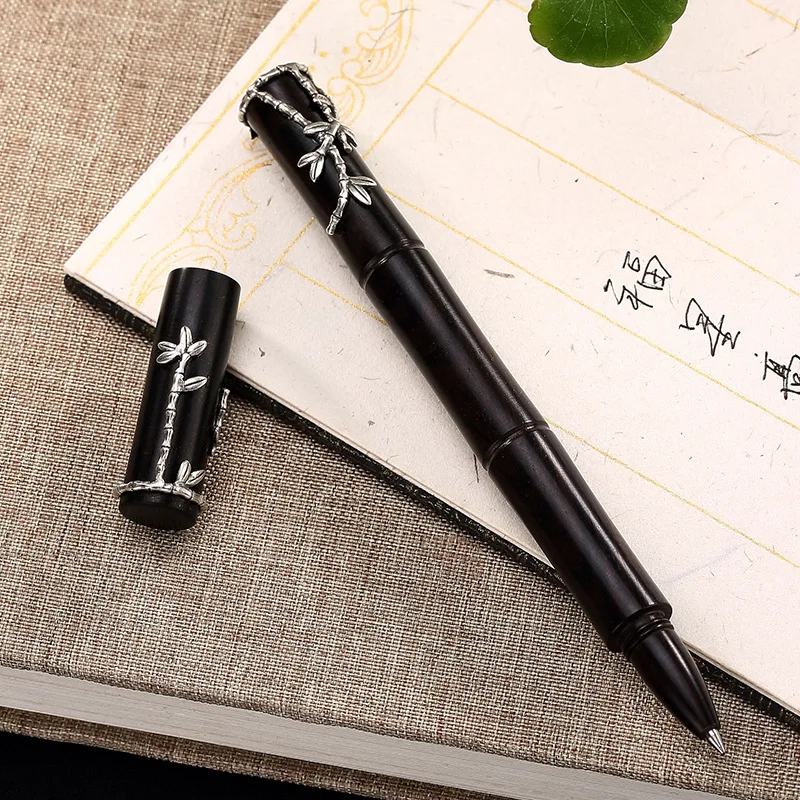 S925 Sterling Silver Retro Bamboo Ebony Gel Ink Pen Display Art | Дом и сад