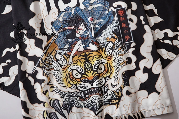 Yukata Haori японский Тигр кимоно кардиган мужской костюм самурая азиатская одежда