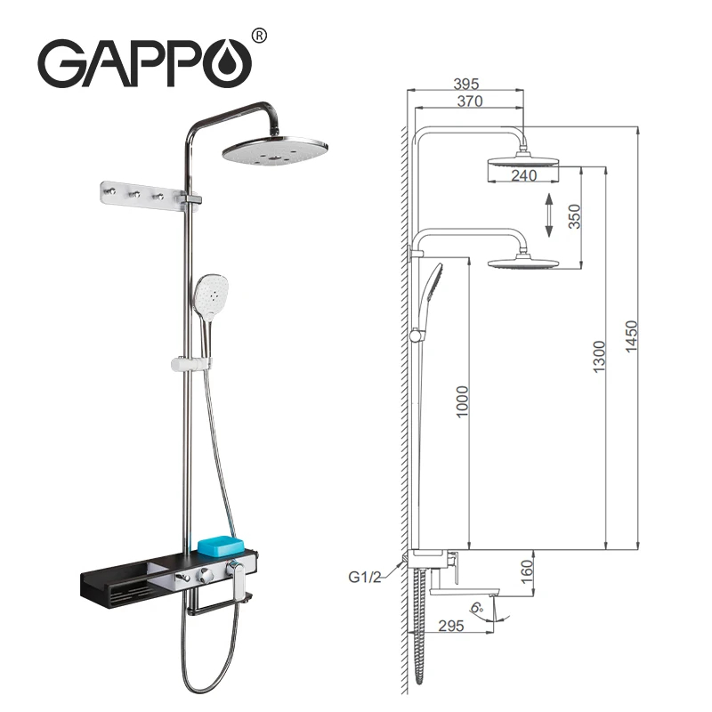 GAPPO дождевой душ хромированный смеситель для ванной кран вращается Ванна Носик