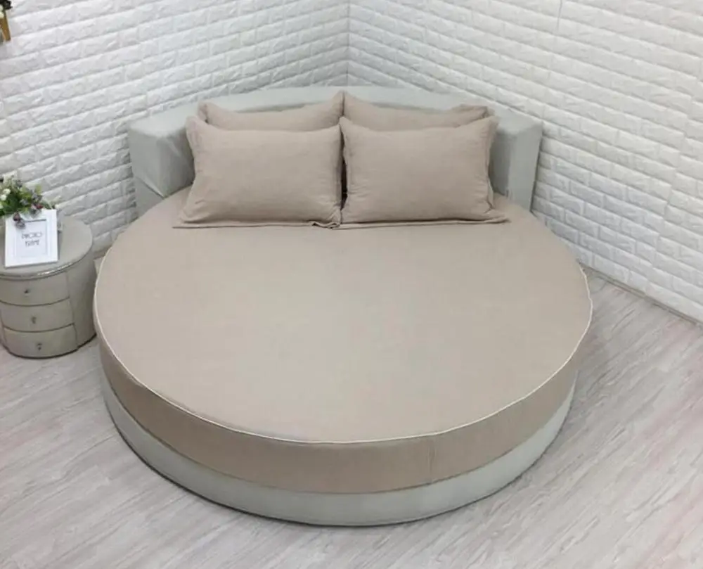 3 шт сплошной цвет 100% хлопок Круглый простыня набор круглый Простыня Комплект