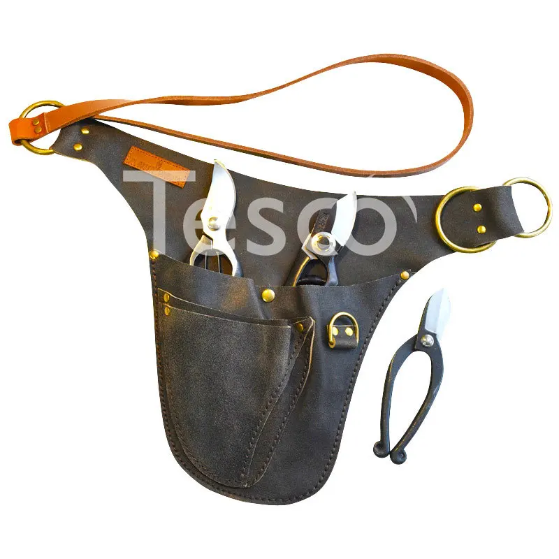 Скидка Набор инструментов для работы в саду цветочный инструмента поясная сумка с кожаным ремешком, искусство вентилятор секаторами для хранения