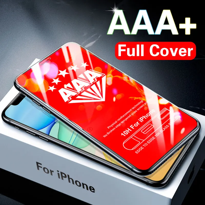 Закаленное стекло AAA+ с закругленными краями для iphone 7 Plus 6 6S 8, Защитное стекло для экрана, Защитное стекло для iphone 11 Pro X XR XS MAX