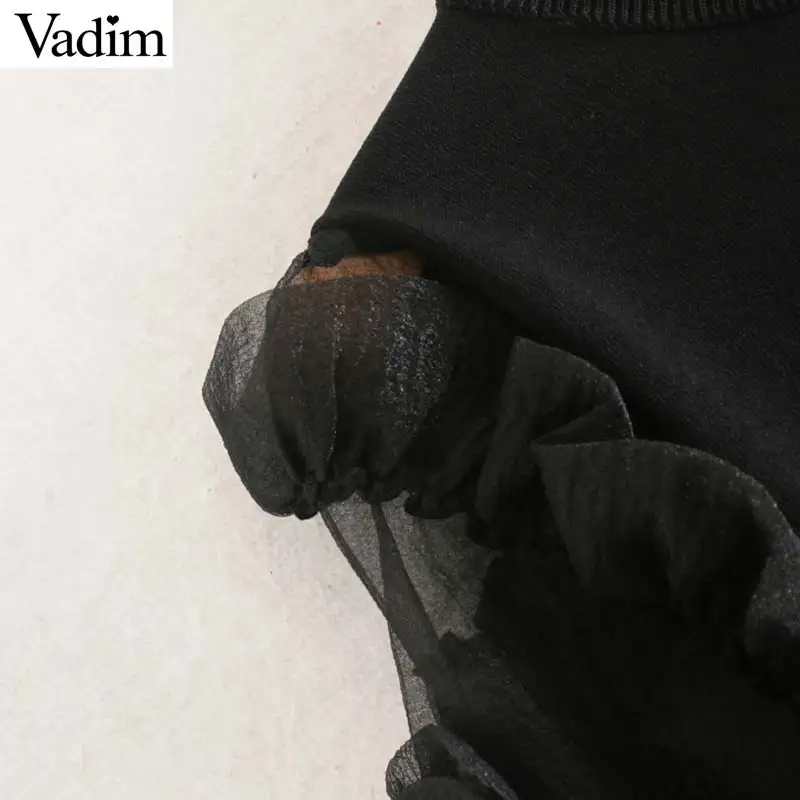 Женское элегантное платье vadim трикотажные тонкие свитера из кусков с рюшами и