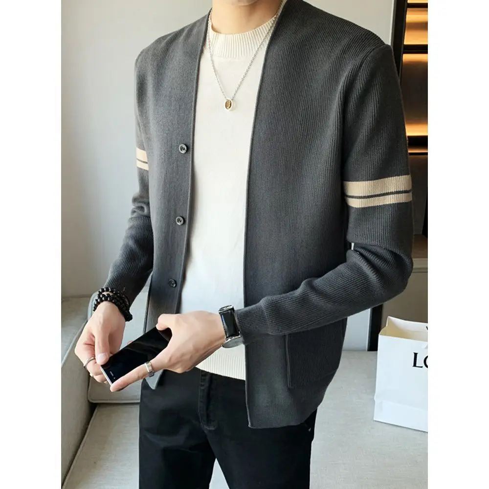 

Knitted cardigan men's Korean slim fit trend 2021 spring new casual sweater jacket men's