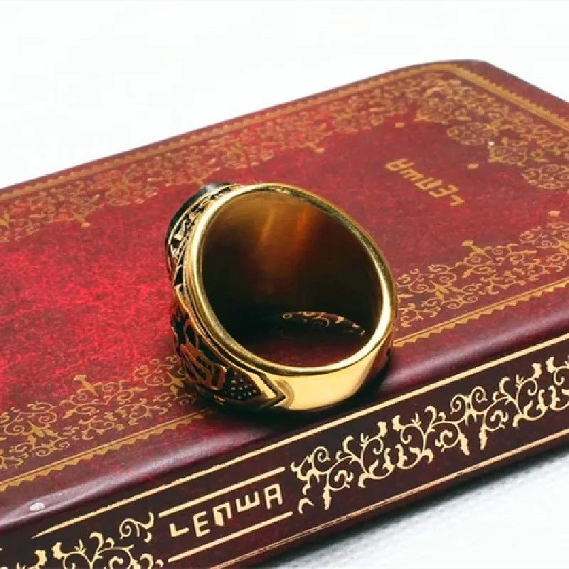 Винтажное армейское кольцо Золотое с мужской бижутерией из нержавеющей стали