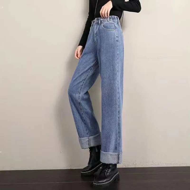 

Casual Fashion Straight Leg Jeans Women's Jeans Denim Bottom Harajuku Boyfriend Long High Waist Baggy Jeans Summer Pants 50-5-2