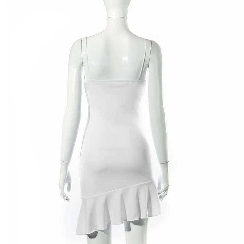 

Aushiya White V-Neck Bodycon Summer Dress For Women 2021 Sleeveless Backless Skinny Dress Sexy Fashion Streetwear Female Vestido