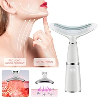 led photon therapy neck and face lifting tool vibration skin tighten face slim reduce double chin anti wrinkle remove device