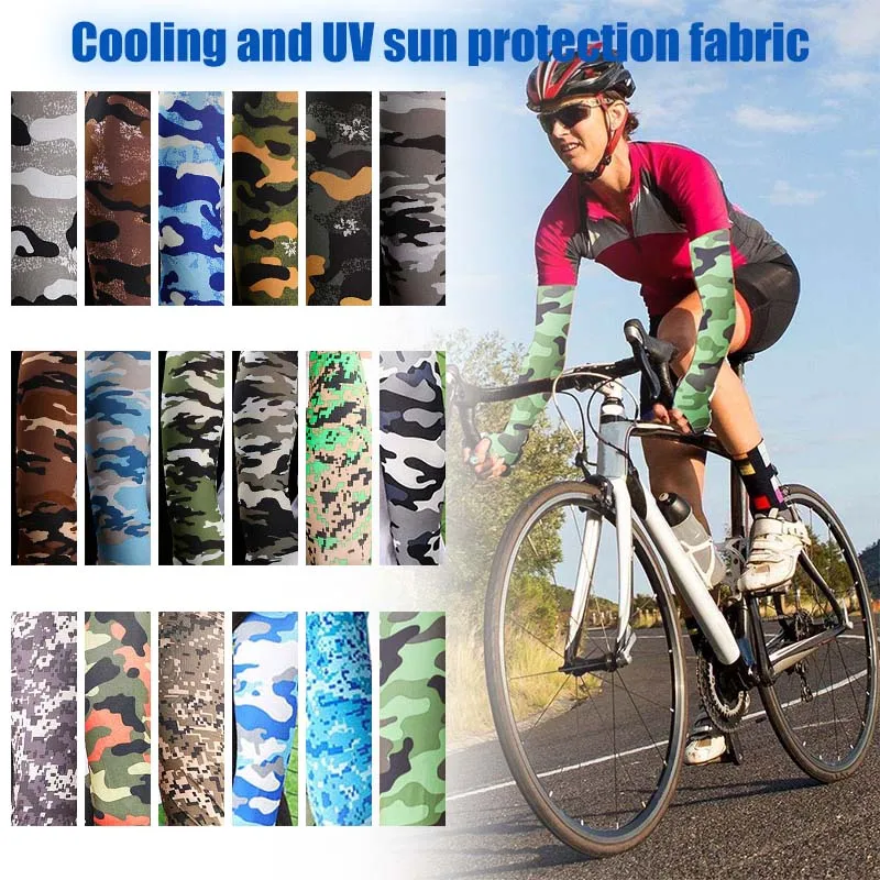 

1 Pair Ice Silk Sport Arm Sleeves UV Sun Protection Camouflage Arm Cover Armband Basketball Climbing Cycling