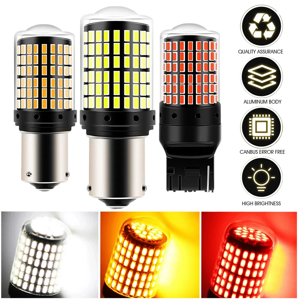 1 шт. 1156 BA15S P21W BAU15S PY21W светодиодный T20 7440 W21W P21/5W 1157 BAY15D ные лампы 144smd CanBus для
