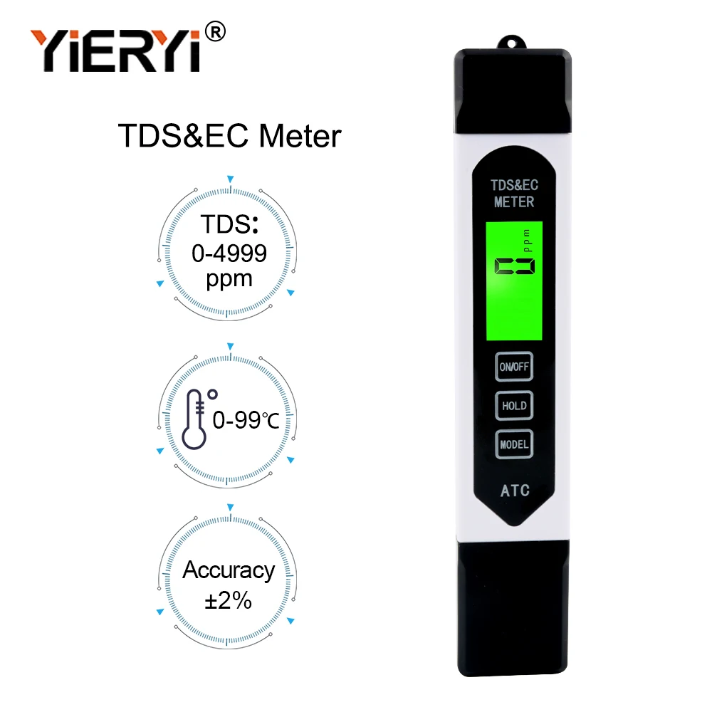 TPH02139A Yieryi Цифровой TDS EC измеритель температуры ATC тестер ручка проводимость Вода Измерительный анализатор с подсветкой - Цвет: TPH02139A