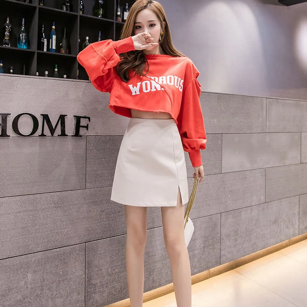 Pleated Skirt Mini Kawaii Skirts Womens skirts Women Leather Short Irregular High Waist Bag Hip Retro | Женская одежда