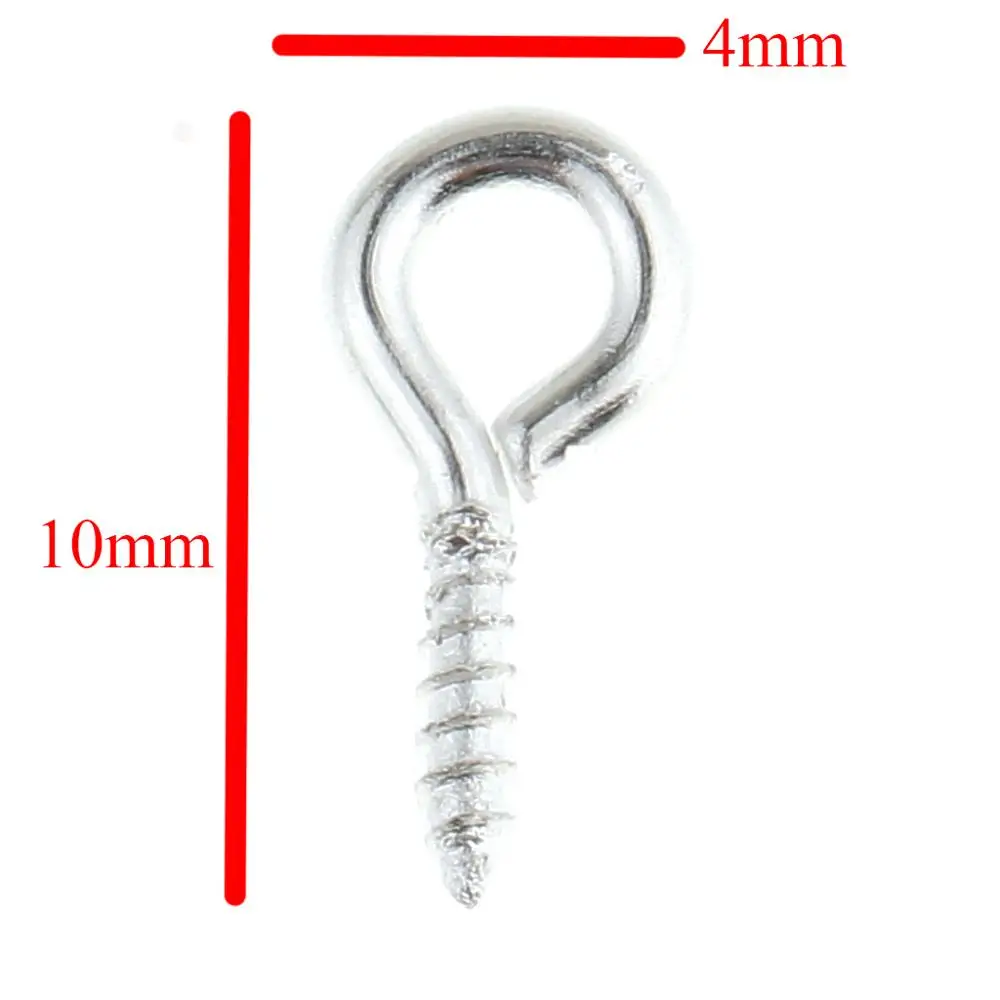 10x4mm 100 шт. мини-шпильки для глаз, крючки, люверсы с винтовой резьбой, Серебряные Крючки, подвесные застежки, сделай сам, фурнитура для изготовления ювелирных изделий, аксессуары - Цвет: 10x4mm