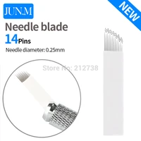 50 pcs 14pin permanent makeup manual eyebrow tattoo needles high low blade for 3d embroidery microblading tattoo pen machine