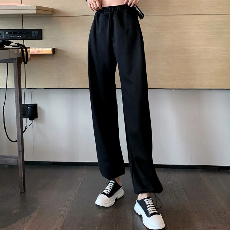 

Straight-Leg Women's Summer 2021 New High Waist Slimming Pants Loose All-Match Casual Wide-Leg Ankle-Tied Trousers Fashion