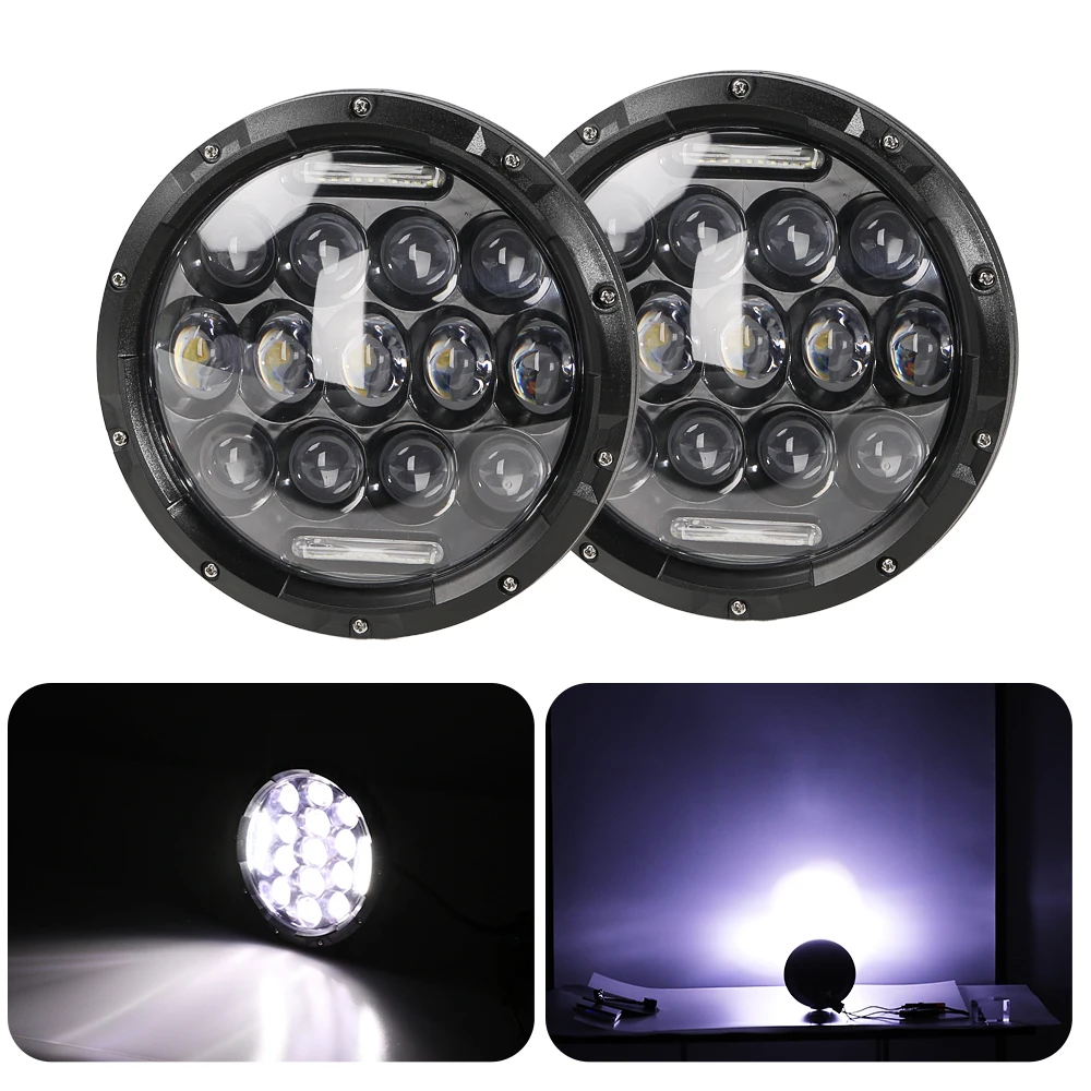 

For Jeep Wrangler 7 Inch Round LED Headlight H4 Turn Signal With Angel Eye For Lada Niva 4X4 Suzuki Samurai Motorcycle Car Light