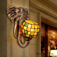 mediterranean colored glass elephant wall lamp living room corridor bedroom bedside lamp southeast asia exotic retro wall lamp