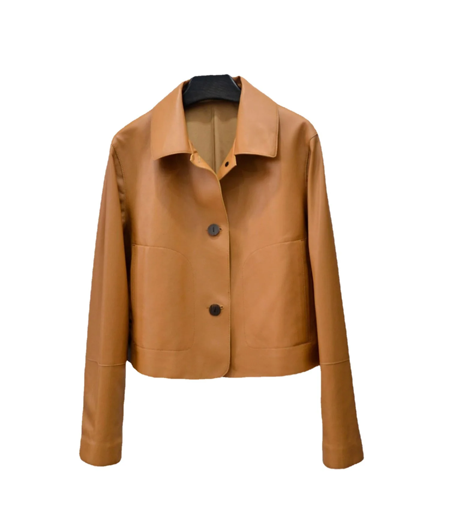 2021 genuine leather women short natural sheepskin coats jacket loose fashionable casual streetwear high quality chaqueta cuero