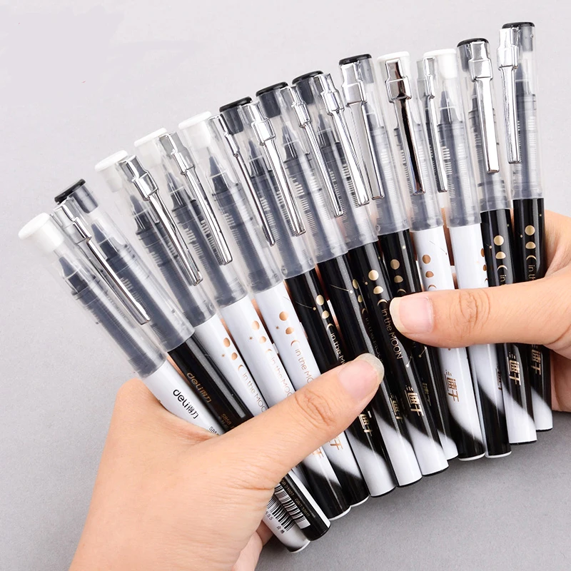 

6/12PCS Office & School Writing Supplies Pencils Direct-fluid-roller Pen 0.5mm Large Black Capacity Gel Pens Signing Stationary