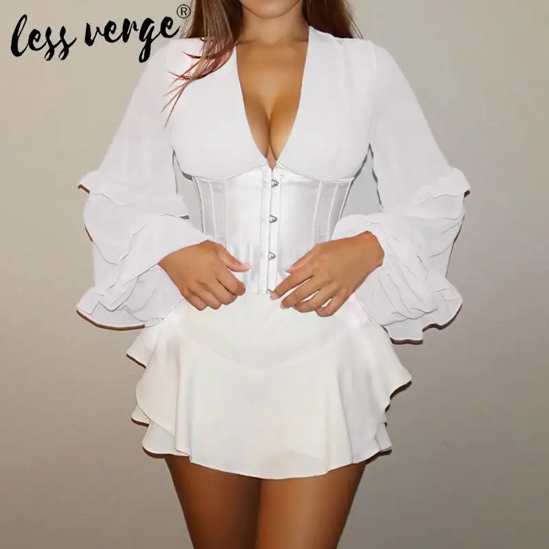 Женская блузка с открытой спиной и v образным вырезом на шнуровке|Блузки| |