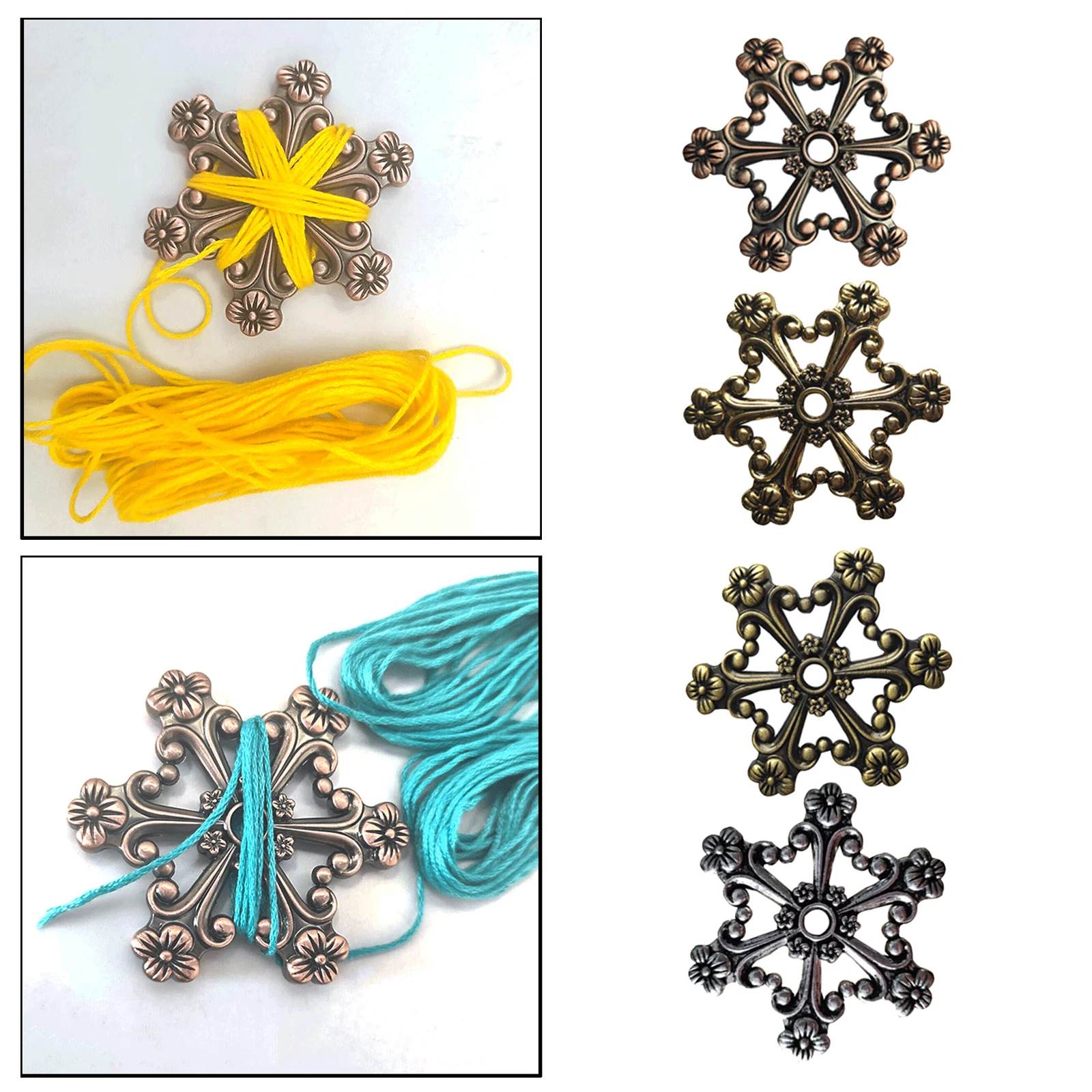 Металлические бобины для ниток в форме лепестка цветка с 6 отверстиями для вышивки - органайзер для хранения швейных принадлежностей