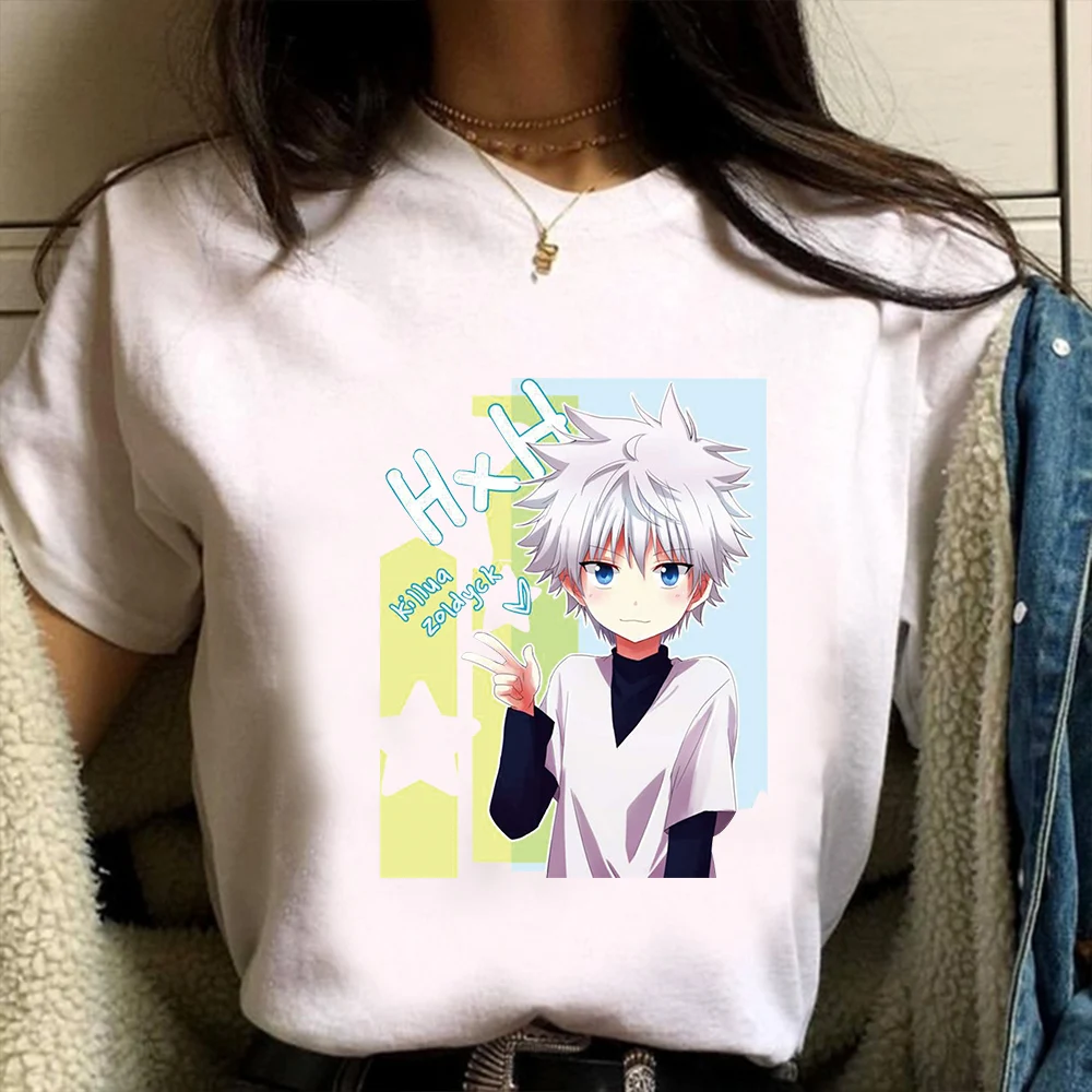 

Kawaii Killua Футболка с принтом горячие аниме Hunter X Hunter тройники для мужчин/wo мужские эстетические хип-хоп футболки унисекс повседневные с коротк...