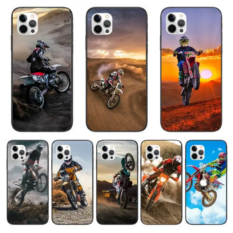 

Moto Cross Motorcycle Sports Phone Case For IPhone 11 12 13 Mini Pro XS Max 6 7 8 Plus 6S X XR Black Cover Shell
