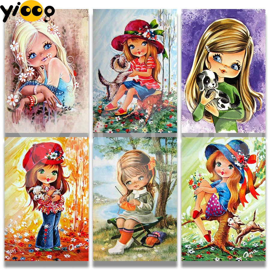 

Full Square/Round Diamond Embroidery Country Litttle Girl 5D Diamond Painting Cross Stitch Rhinestone Mosaic Home Decor Gift