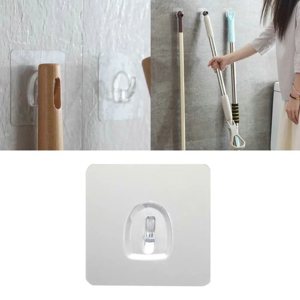Anti-skid Hooks Reusable Transparent Traceless Wall Hanging Hooks 2-10pcs Strong Self Adhesive Wall Hangers Hooks Kitchen Magic