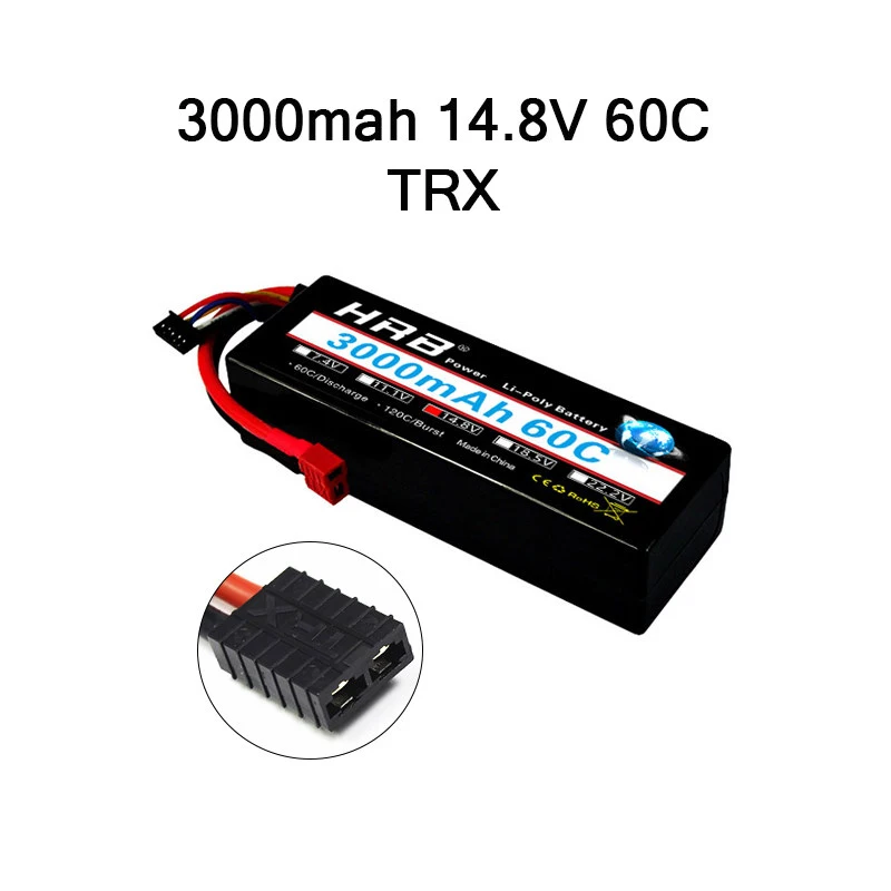 HRB 3000mAh Lipo 2S 7,4 V 3S 11,1 V 4S 14,8 V 5S аккумулятор 18,5 V 60C 120C XT60 Жесткий Чехол для радиоуправляемого автомобиля квадрокоптера вертолета самолета - Цвет: 4S 3000MAH 60C TRX
