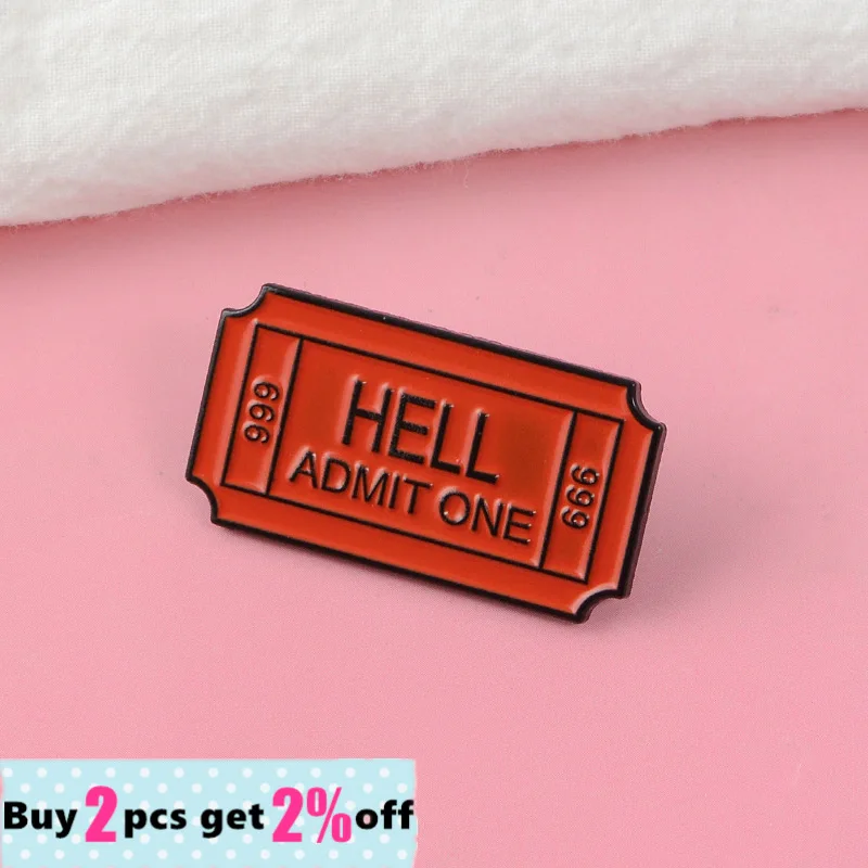 Индивидуальная эмалированная брошь в виде билета ад значок 666 для джинсов