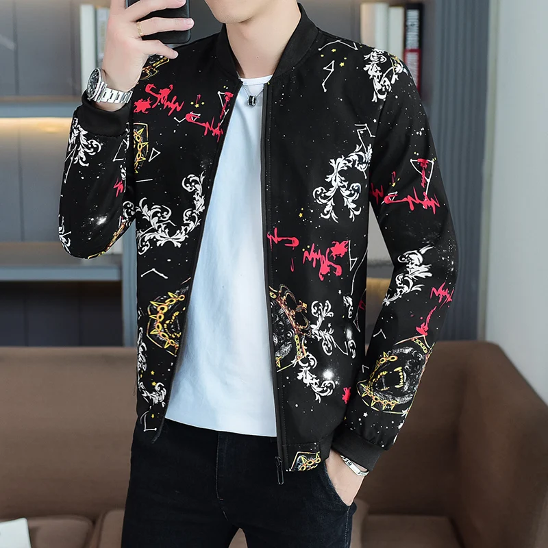 Куртка бомбер мужская с цветочным принтом весна 2020|Мужские куртки| |