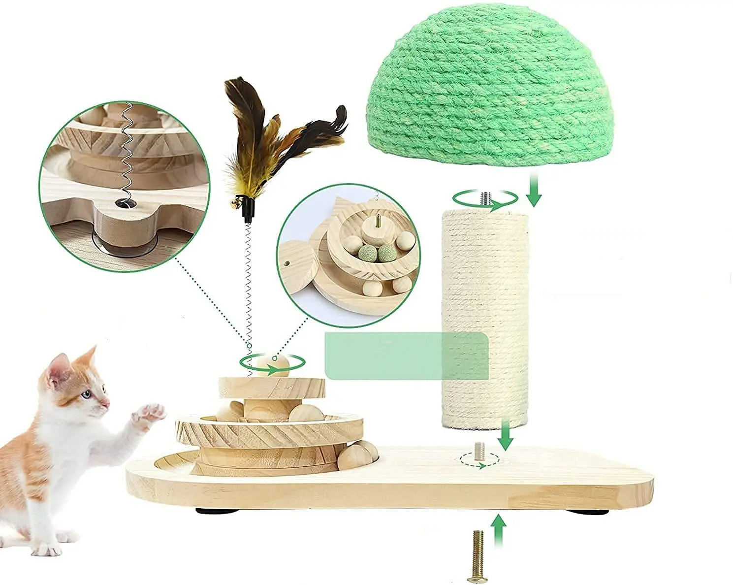 Котенок милые грибы кошка царапина доска для кошек Дерево Игрушка с шариком