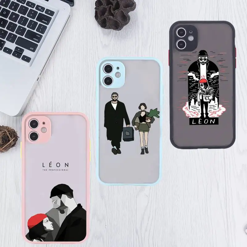

Leon the Professional Phone Case For iPhone 12 11 Mini Pro XR XS Max 7 8 Plus X Matte transparent Pink Back Cover
