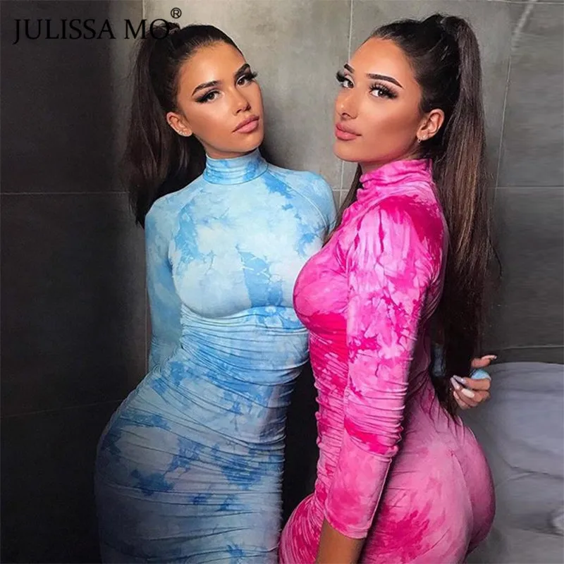 Женское облегающее платье JULISSA MO с принтом в виде красителя и галстука Платья