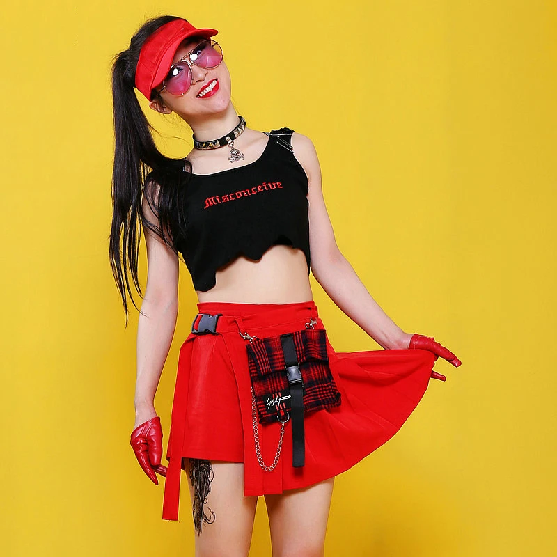 Женский танцевальный костюм в стиле хип-хоп с юбкой