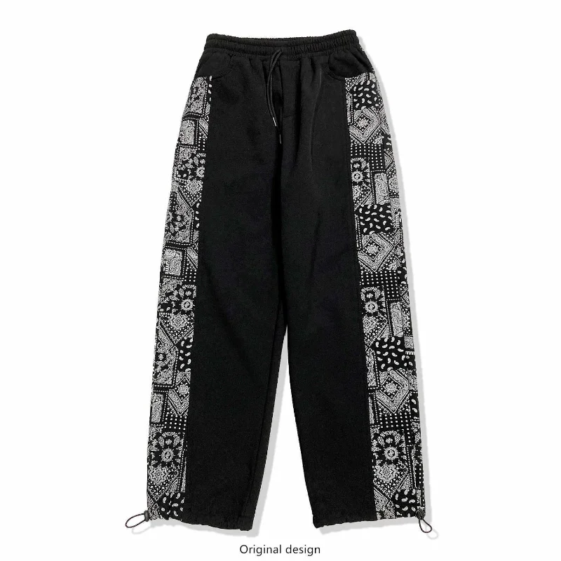

LUCLESAM Summer Mens Harajuku Japanese Fashion Sweatpants Jogging Pants Men Hip Pop Paisley Trousers