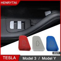 for tesla model 3 2021 accessories door handle window switch reminder button cover model y interior decoration sticker 2021 new