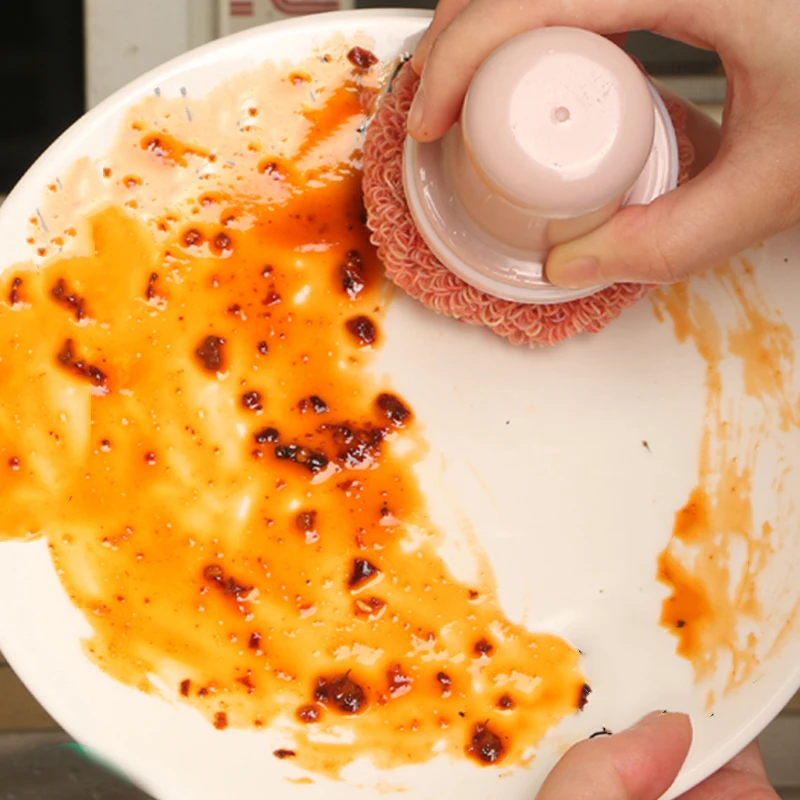 Kitchen Cleaning Brush Nanofiber Ball with Handle for Strong Decontamination Tools Random Color | Дом и сад