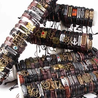 50pcslot handmade mens womens black brown surfer leather cuff bracelets jewelry