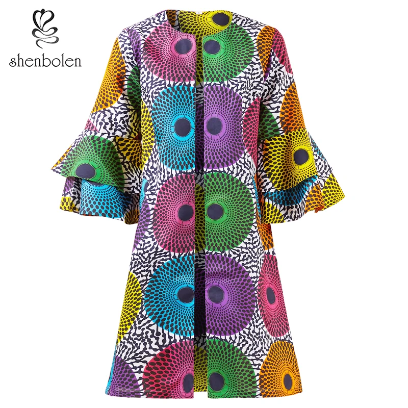 color1 Африканская одежда для женщин, новая модная куртка, Анкара, куртка с принтом, традиционное высококачественное сшитое повседневное пальто с расклешенными рукавами - Цвет: color1