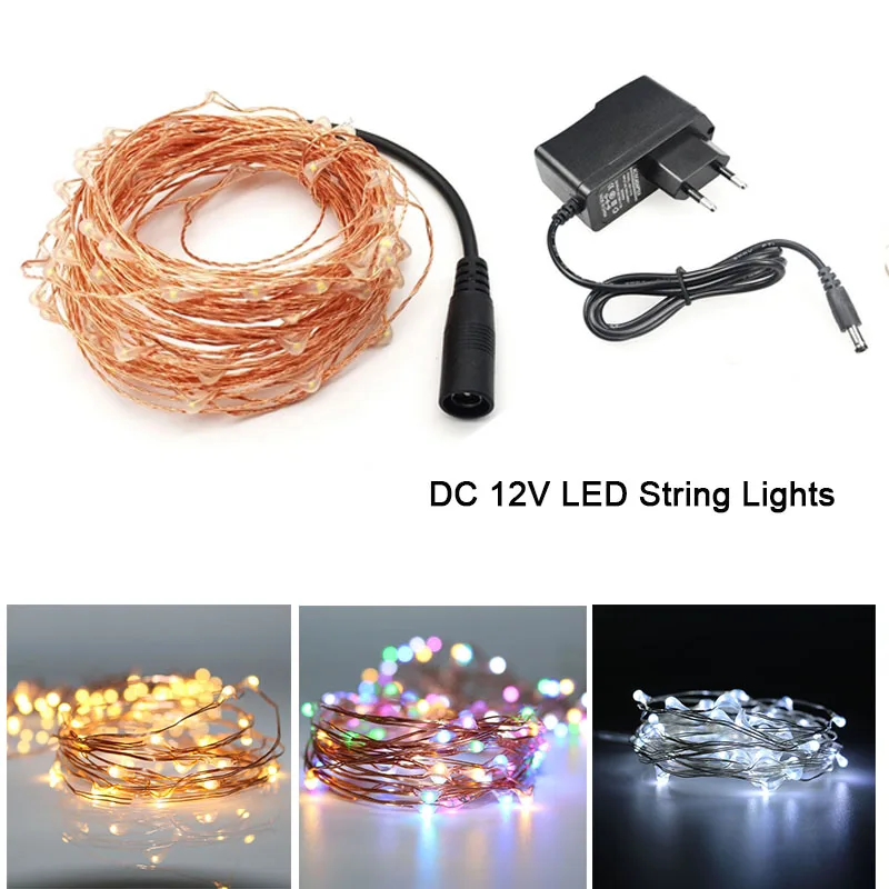 DC12V светодиодная гирлянда серебристого/медного провода сказочные огни 10 м/20 м/30