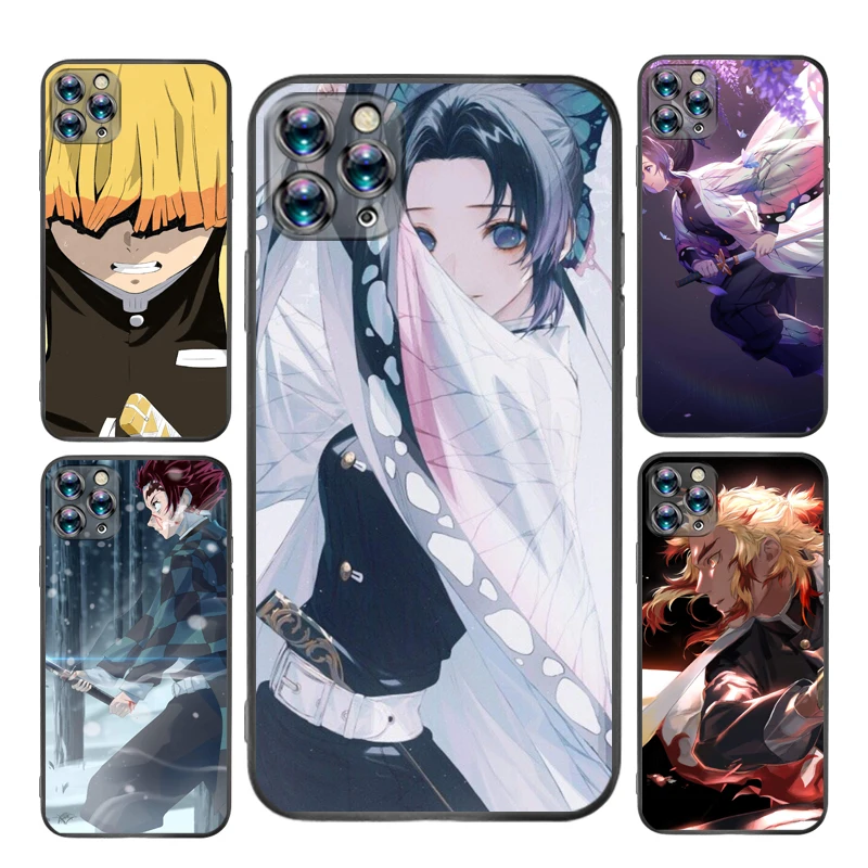 

Anime Demon Slayer Kimetsu Phone Case For iPhone X XS XR MAX Telephone Cellphone Mobilephone Funda Luxury Brand Full Protection