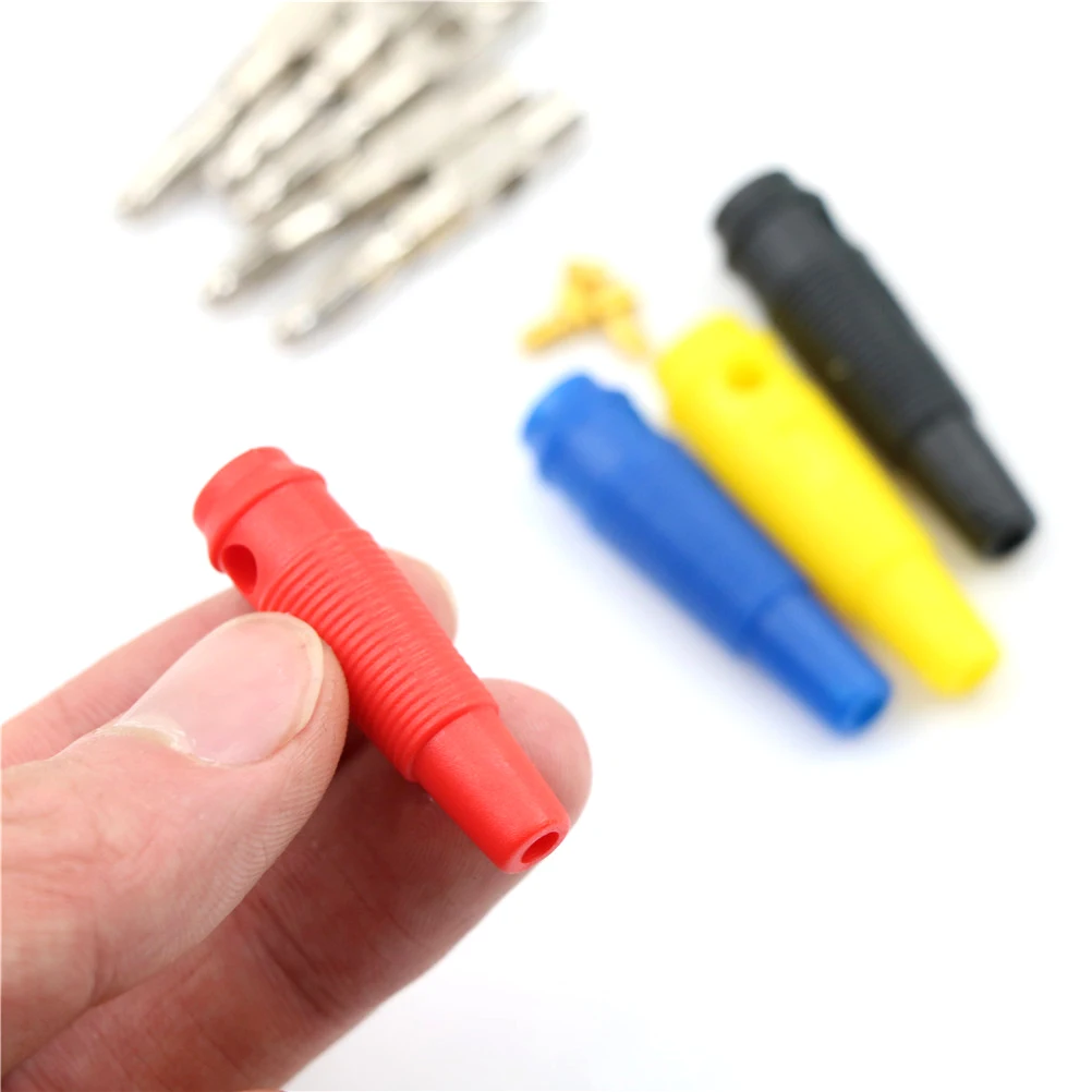 

5Pcs/lot Red Black Blue Green Yellow 4mm Solderless Side Stackable 4mm Banana Plug Test