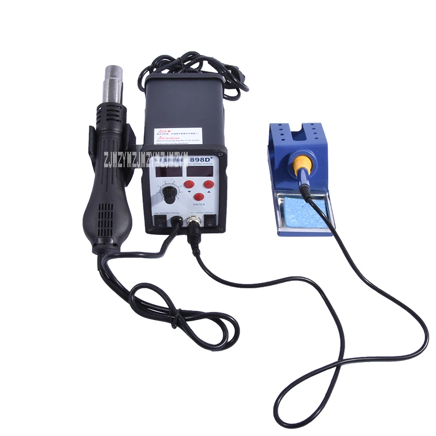 YIHUA 898D+ 2in1 SMD Rework Soldering Station Solder Iron with Heat Hot air Gun ESD Tips BGA Hot Air Nozzles