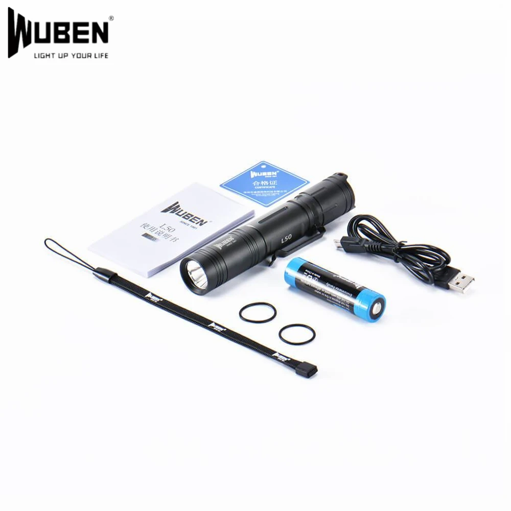Светодиодный фонарик WUBEN L50 1200 лм микро-USB перезаряжаемый тактический фонарь 18650